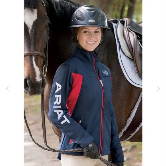 Ariat Softshell Team Riding Jacket - Navy & Red - Picture 3 of 11